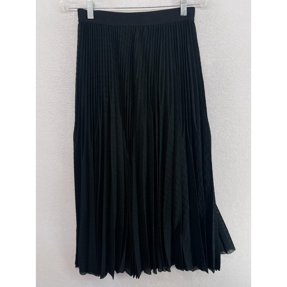 GERARD DAREL Skirt 1 Bilal Pleated A-Line Midi Swing Elastic Waist Black